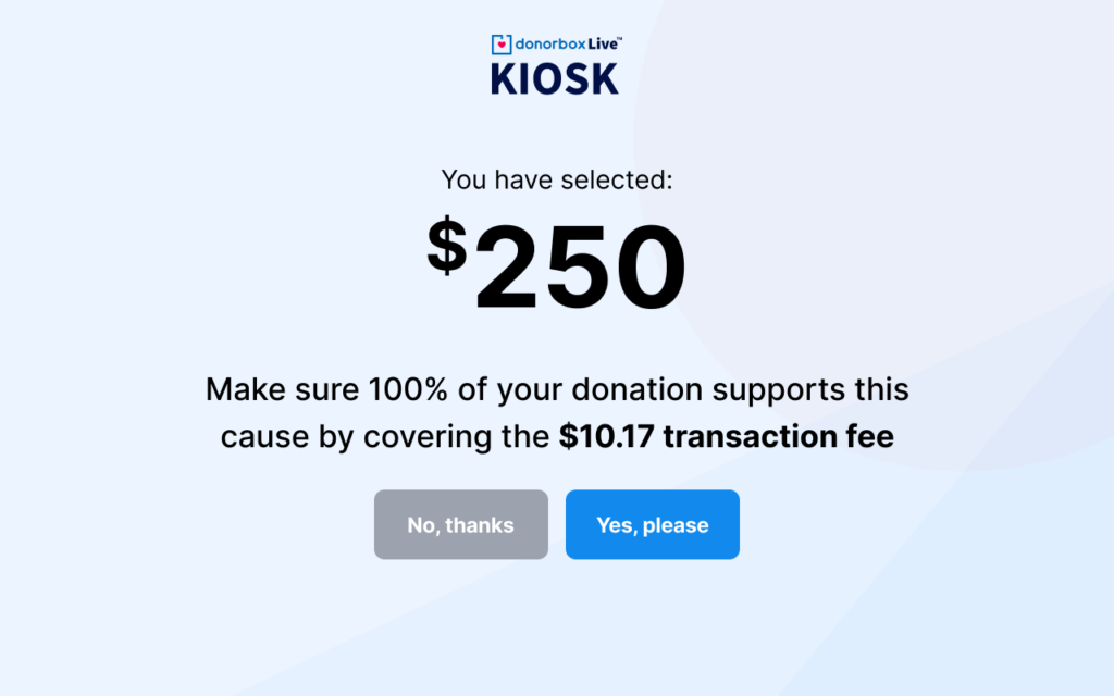 Option to cover transaction fees in Donorbox Live