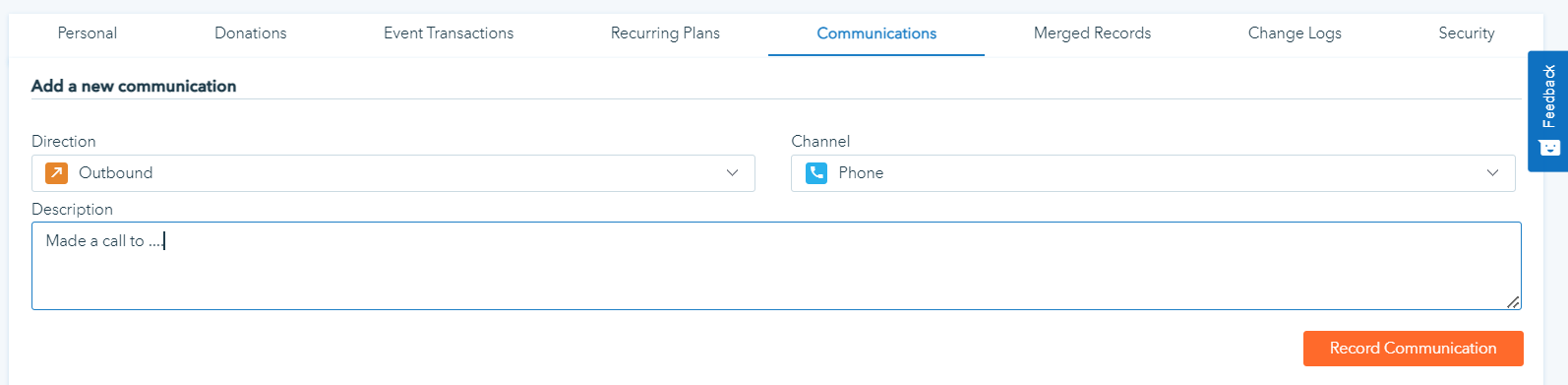 adding communication notes to donor profiles on donorbox - phone a thon
