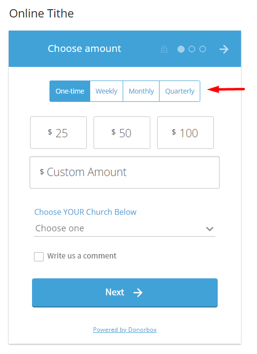 online tithing donation form
