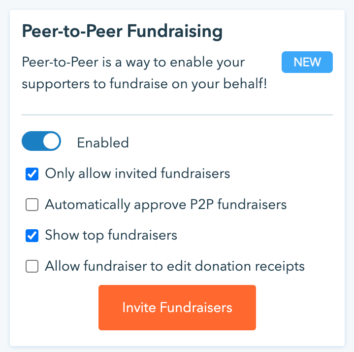 inviting fundraisers to Donorbox Peer-to-Peer
