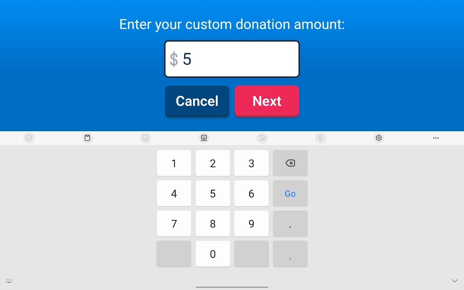 donor gives custom amount