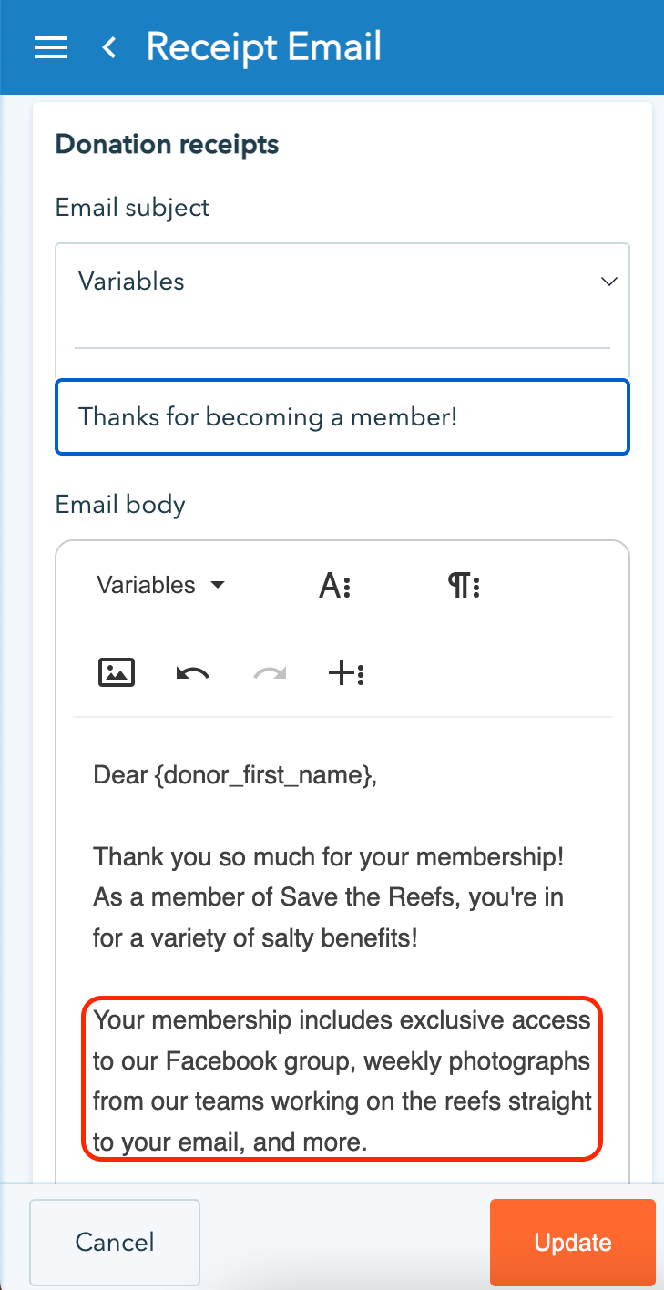 membership onboarding email