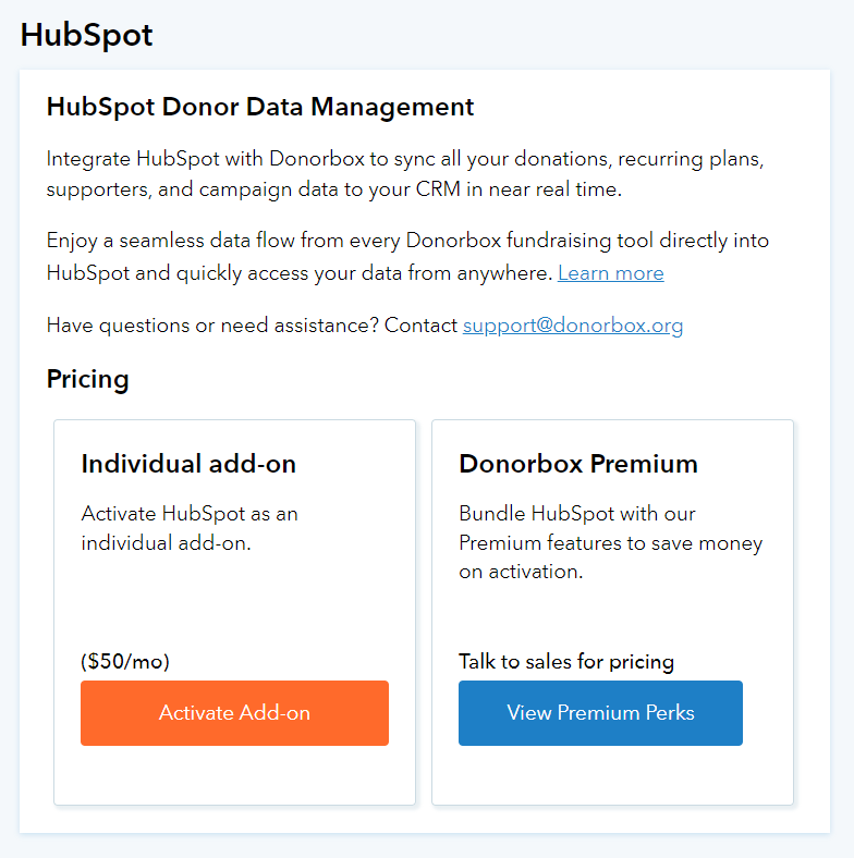 hubspot and donorbox integration