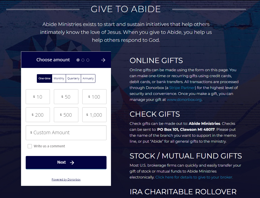 ministry fundraising example
