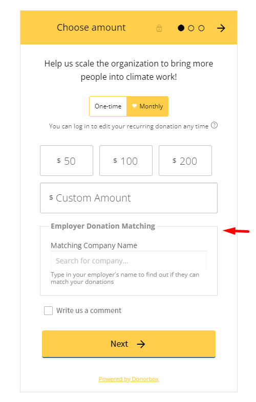 donation matching campaign donation form on donorbox