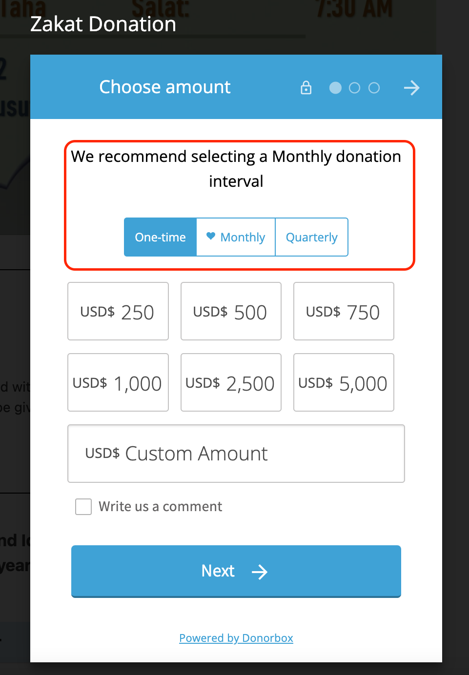 online zakat donation example