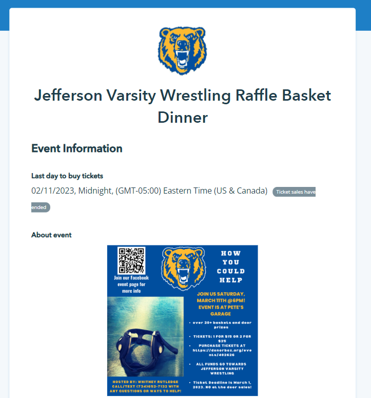 raffle basket event example on Donorbox