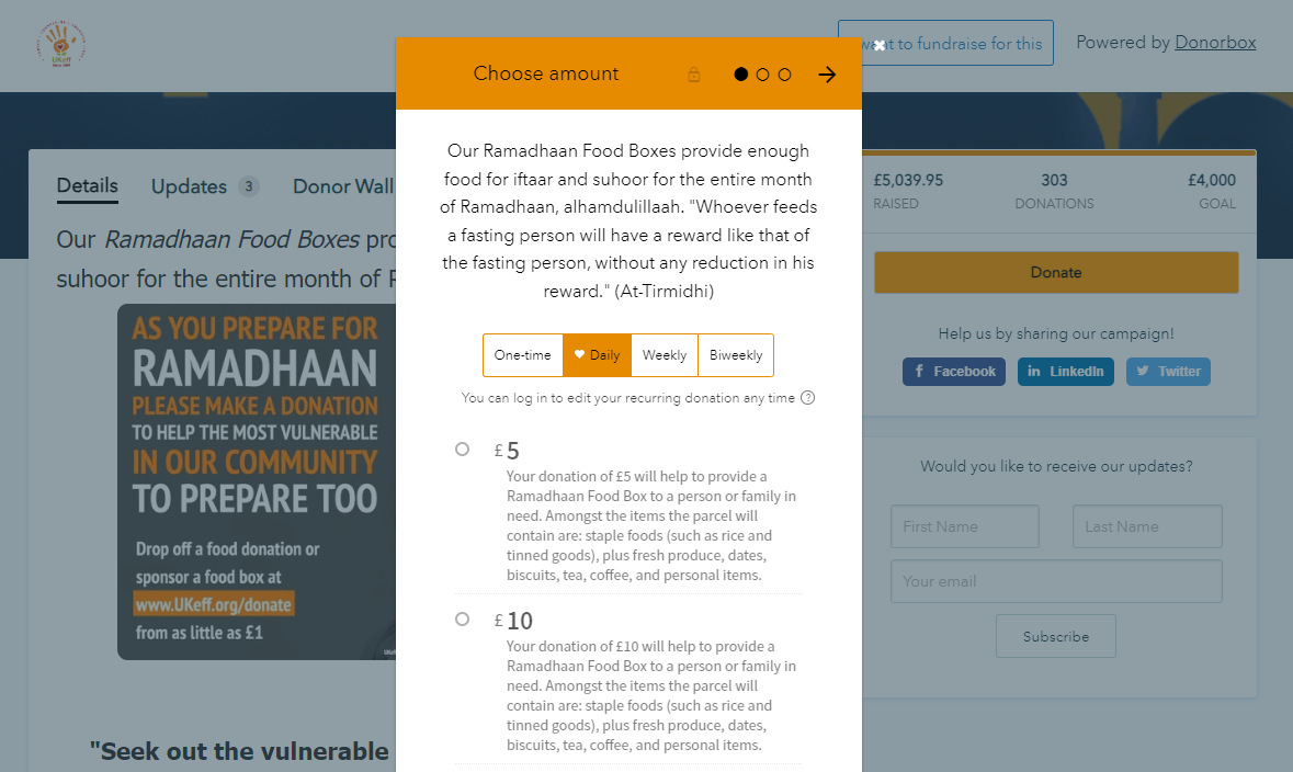 getting iftar and suhoor mean donations with peer to peer fundraising via donorbox