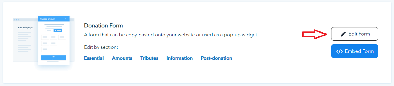 edit donation form on donorbox