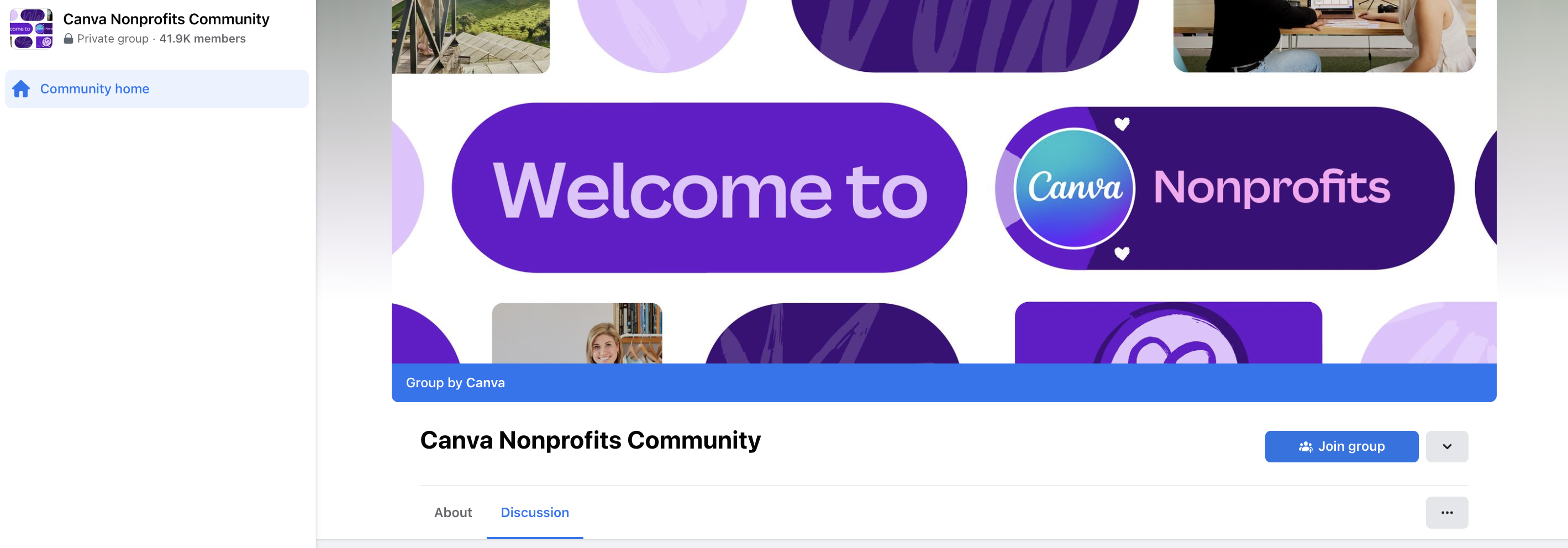 La communauté Canva des organisations à but non lucratif sur Facebook Groups