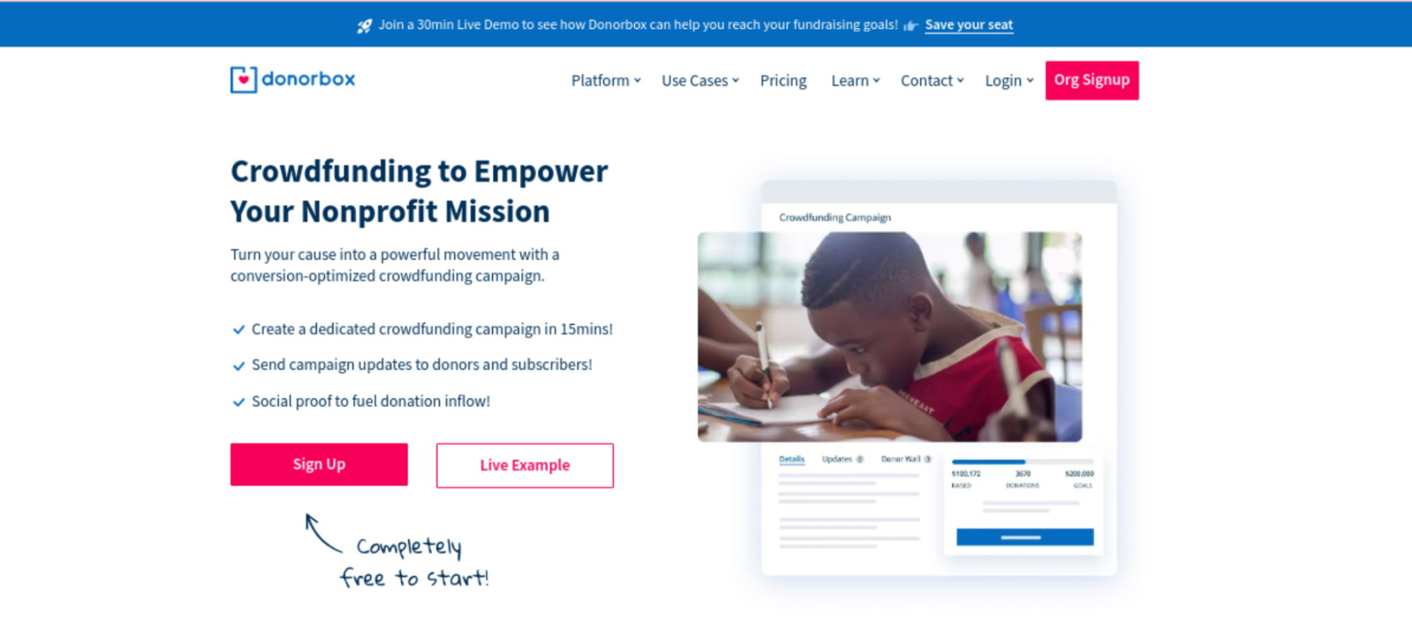 Example of Donorbox Crowdfunding - a top crowdfunding site for nonprofits