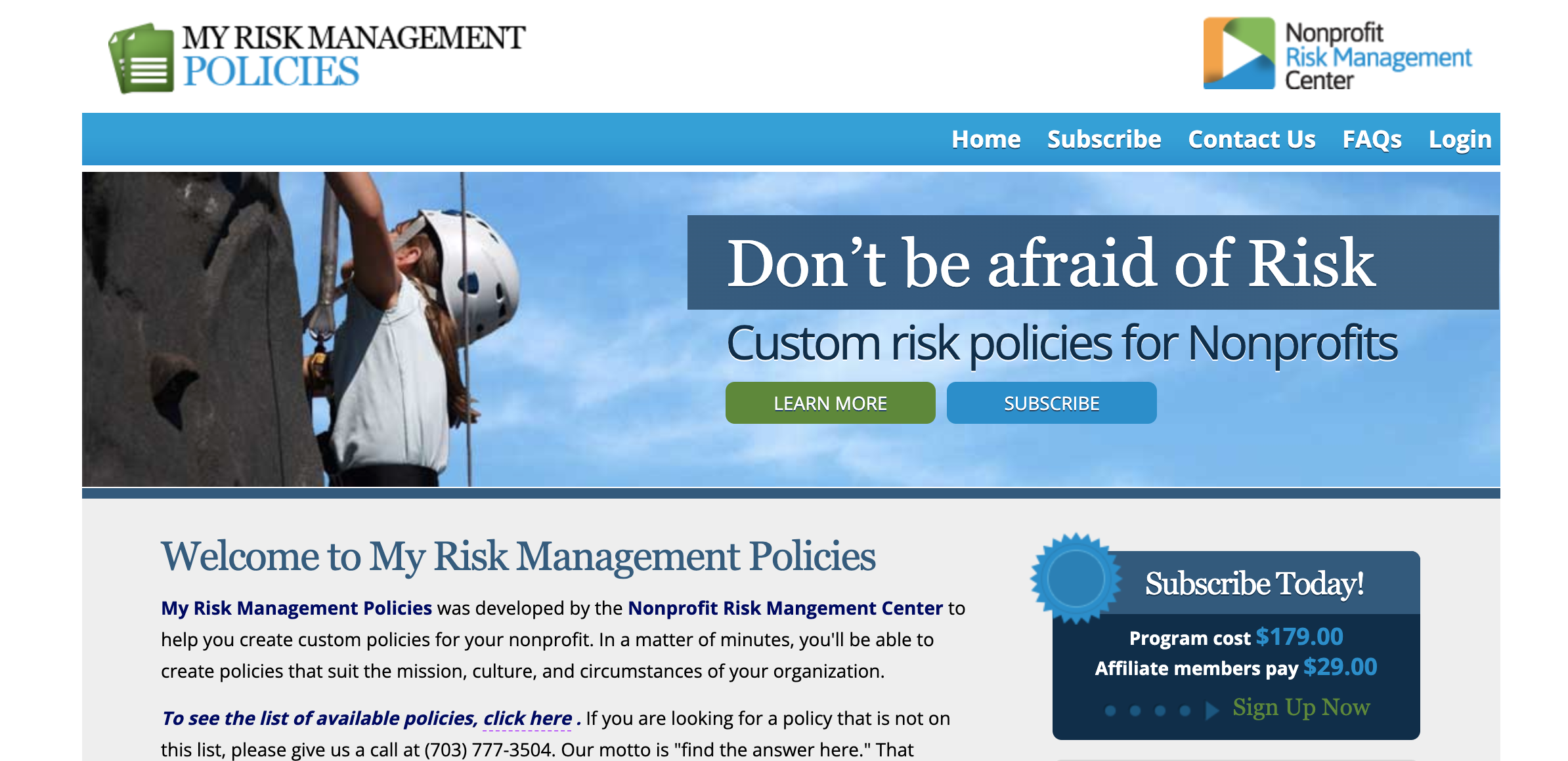 My Risk Management Homepage - a company that specializes in nonprofit risk management