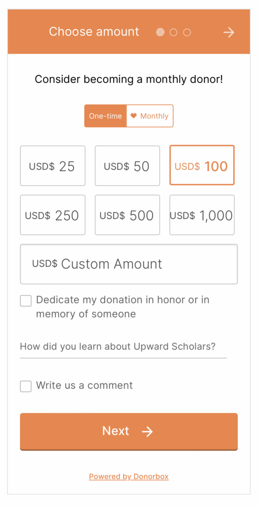 A mobile-optimized multi-step donation form