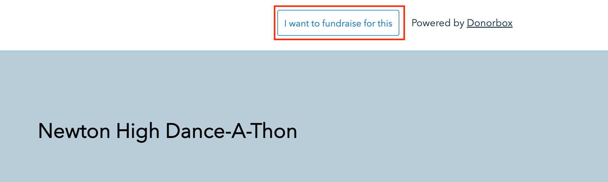 Screenshot showing the peer-to-peer fundraising button on a Donorbox campaign. 