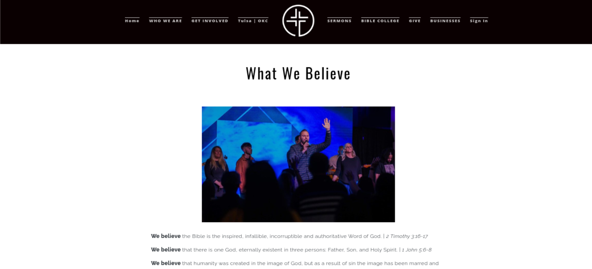 Screenshot from this church's website that shows their statement of faith. 