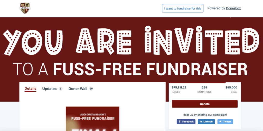 Example of a peer-to-peer fundraiser as a cheap fundraising idea