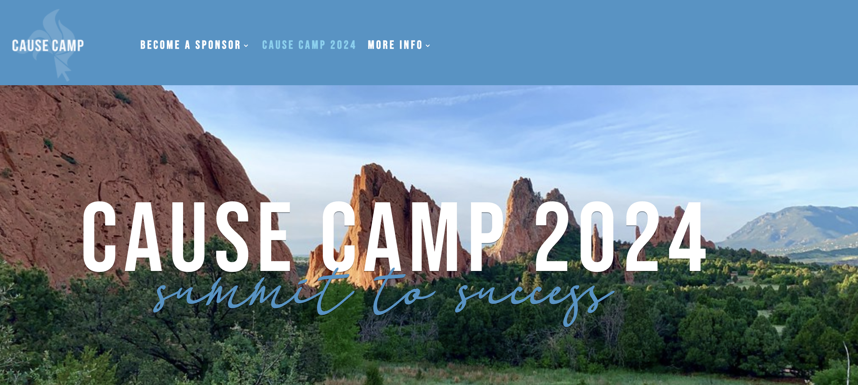 Screenshot of the website homepage for Cause Camp 2024. 