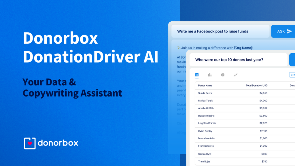 Donorbox Donation Driver AI: uw assistent voor gegevens- en copywriting