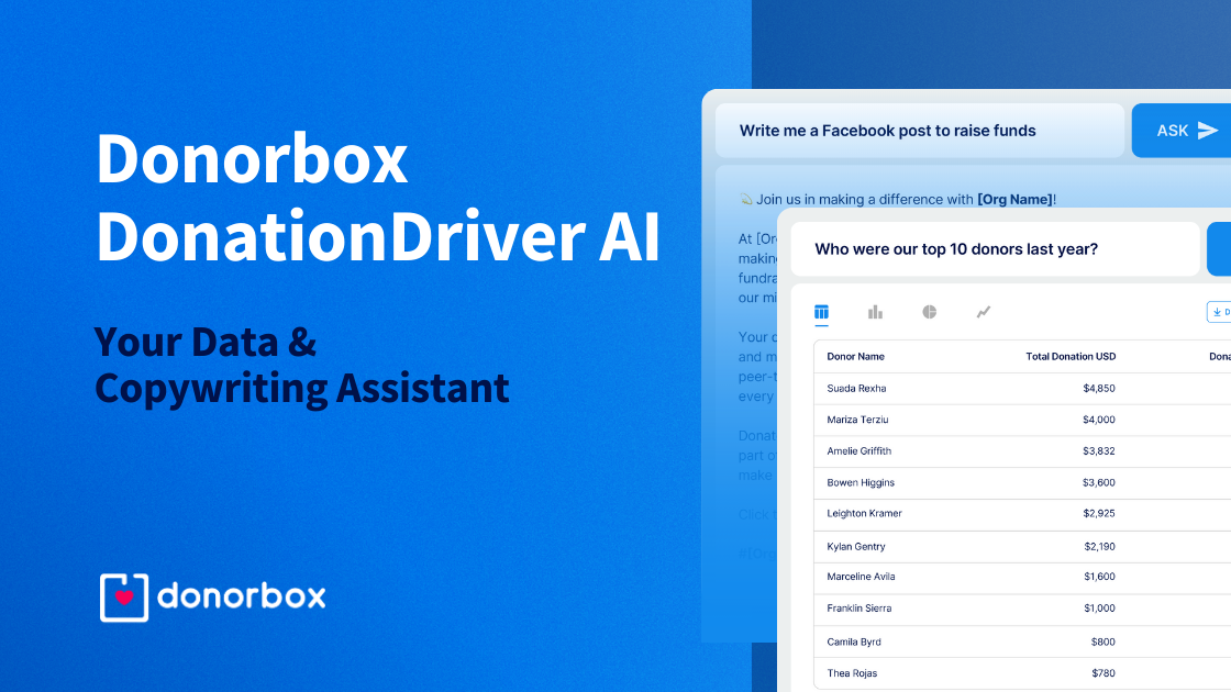Donorbox Donation Driver AI: uw assistent voor gegevens- en copywriting