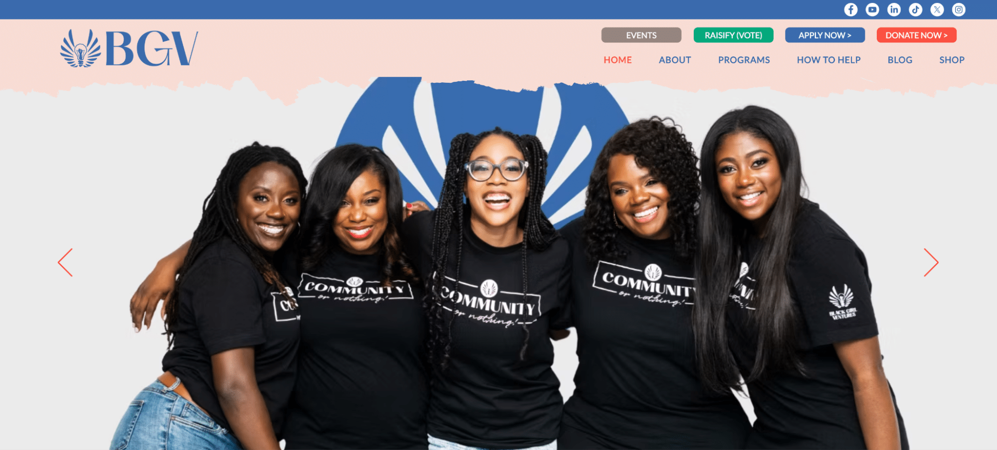 Screenshot of the Black Girls Ventures homepage.