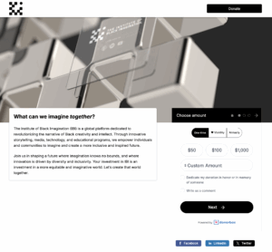 Screenshot of Institute of Black Imagination's Donorbox-powered Donation Page