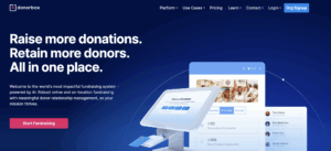 Screenshot of the Donorbox Homepage