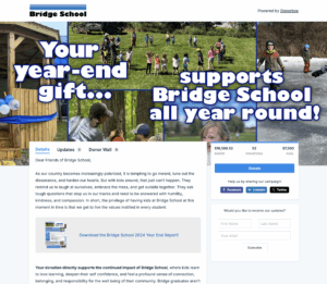 Screenshot of Bridge School's Donorbox-Powered Fundraising Page