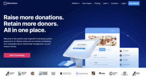 Screenshot of Donorbox's homegpage (the top fundraising platform for schools)
