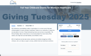 Screenshot of Zorya's Giving Tuesday 2025 Campaign