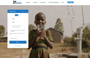 Screenshot of Hydrating Humanity's Donation Form 