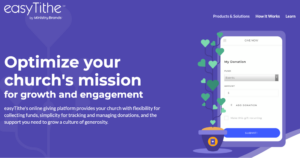 5 Best Church Fundraising Platforms for Collecting Recurring Donations_easyTithe homepage banner