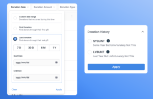 Screenshot of supporter filters nonprofits can use to segment donors efficiently