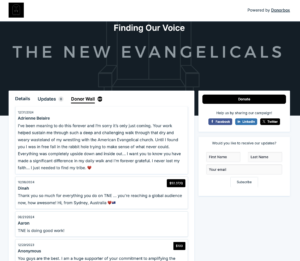 Screenshot of The New Evangelicals' Donorbox-Powered Church Crowdfunding Page